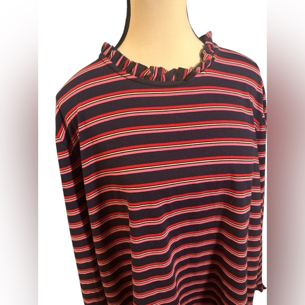 Caslon Striped Long Sleeve Blouse - Red and Blue - Picture 8 of 9